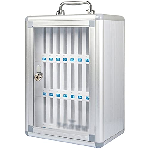 Aluminum Alloy Clear Cell Phones Storage Cabinet, Mobile Phone Safe Deposit, Pocket Chart Locker Box with Handle for Office Classroom (Color : Silver, Size : 24) (Silver 24)