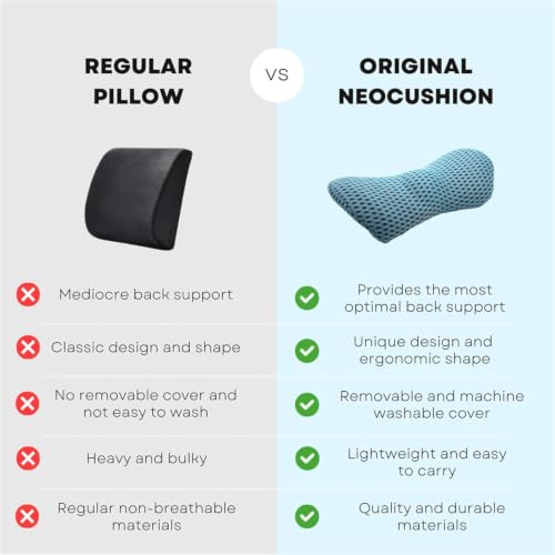 EZLQGBWKPDT An ergonomic memory foam lumbar support pillow suitable for office chairs and car seats. Back cushion, for gaming and armchairs - relieves lower back pain