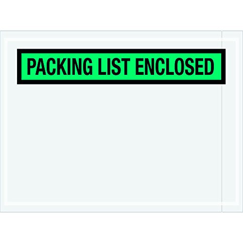 Aviditi PL489 Poly Envelope, Legend "Packing List Enclosed", 4-1/2" Length x 6" Width, 2 mil Thick, Green (Case of 1000)