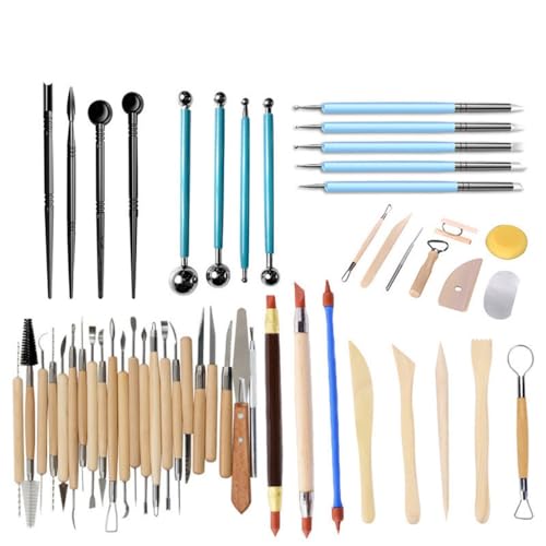 KHMCRSDO 51 Set Clay Tools Indentation Silicone Pen Carving Modeling Multi-Functional Combination