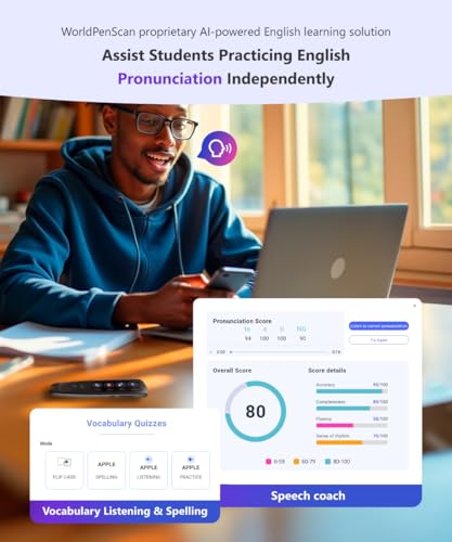 PenPower WorldPenScan Go - Translation Pen with Scanning, Reading, Audio Recording, Live Interpretation, and AI Reading Buddy for Kids