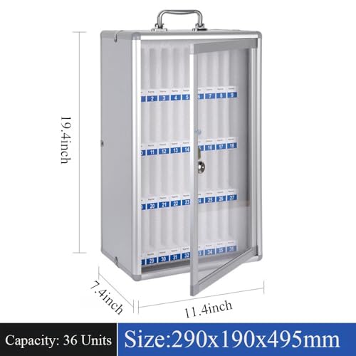 Wcxixo Slots Cell Phone Storage Box Aluminum Alloy Cell Phone Holder Wall-Mounted Pocket Chart Storage Locker Box Mobile Phone Lock Box with Handle and Security Lock for Classroom Office