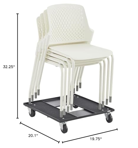 Safco Next Stacking Chairs, (Qty. 4), White, 20.1" D x 19.75" W x 32.25" H
