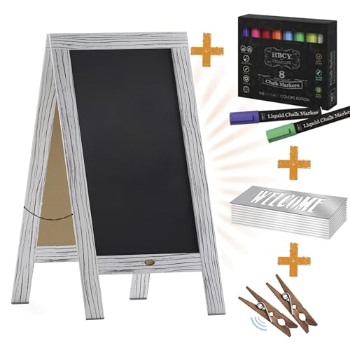 Flash Furniture Magnetic Wall Mount Chalkboard, 40" x 20", White Wash