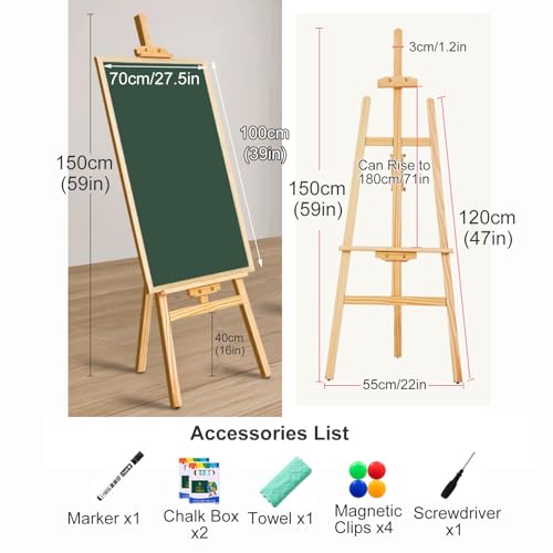 Magnetic Whiteboard Easel, Double Sided White Board, Dry Erase Board with Stand, Portable Whiteboard Foldable(70x100cm/27.5x39in)