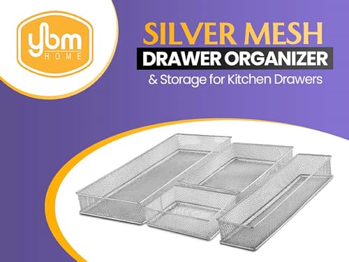 YBM HOME Silver Mesh Drawer Cabinet and or Shelf Organizer Bins, School Supply Holder Office Desktop Organizer Basket (24, 4x12x2 inch)