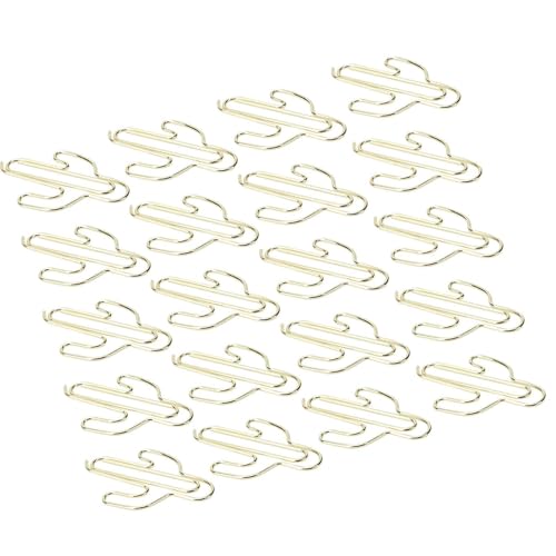 ZHAYUEOP 50Pcs Paper Clip, Mini Innovative Cute Cactus Shaped Pin Bookmarks Flamingo Pineapple Cactus Llama Shape Paperclips for School Office Supplies Gold