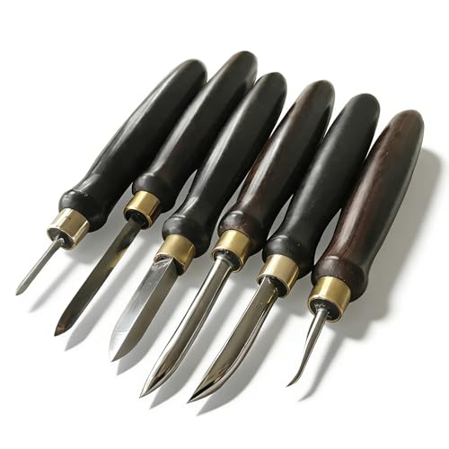 XDTKJDZ 6 Pcs Copperplate Engraving Tools, Professional Woodcut Engraving Tool Set, Blade Head, High-Hardness Steel, for Copperplate Engravers, Art School Teachers, Students, Printmaking Enthusiasts