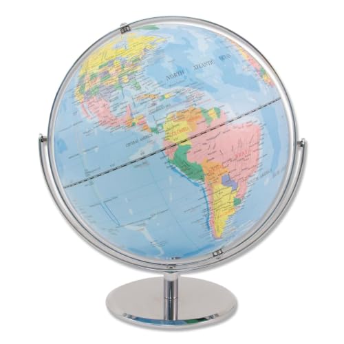 Casafoyer 30502 12-Inch Globe with Blue Oceans, Silver-Toned Metal Desktop Base,Full-Meridian - Pack of 2