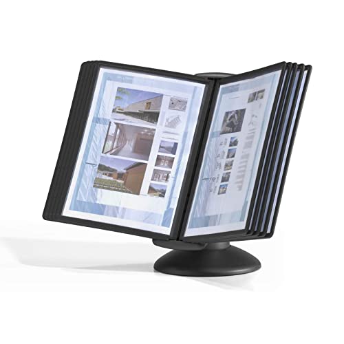 ZOCWJK File Organizer for Desk - Wall Mount Reference Organizer, Desktop Flip Folder, 10 Double-Sided Display Pockets, Desktop Reference and Display System,Catalog Display Rack,