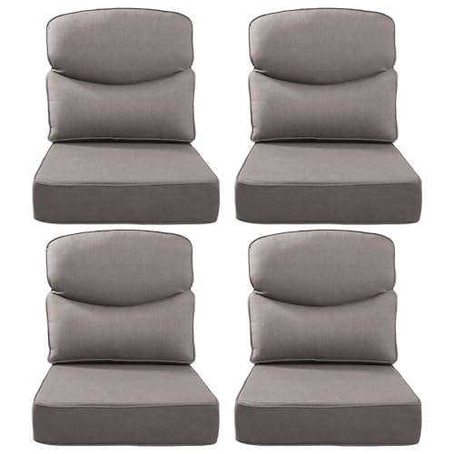 6 in Extra Thick Indoor Outdoor Patio Seat Cushions & Back Pillow Set of 4
