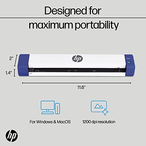 HP Small USB Document & Photo Scanner for Portable 1-Sided Sheetfed Digital Scanning, Model HPPS100, for Home, Office & Business, PC and Mac Compatible, HP WorkScan Software Included