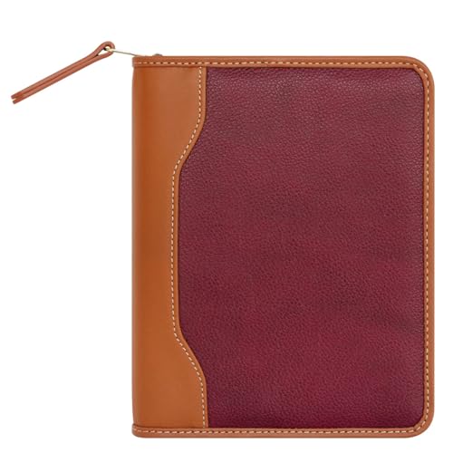 FranklinCovey - Jody Ring-Bound Binder for FranklinCovey Planners | Leather - Zipper Binder (Compact, Deep Red)