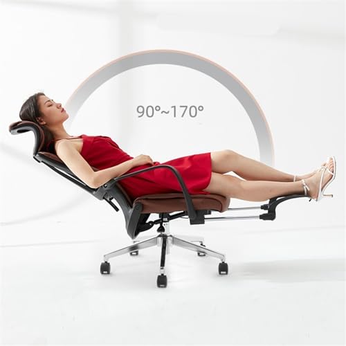 Office Chair Ergonomic Chair with Head Pillow Leather Office Chairs Adjustable and Rotating Comfortable High Backrest Adjustable(Brown)