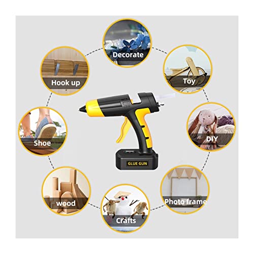 LIBODD Hot Glue Gun 100W Cordless Lithium Battery Hot Melt Glue Gun with Digital Display Replaceable Nozzle Use 11mm Glue Stick Wireless Tools for DIY Arts, Crafts and Quick Repairs(Set-2)
