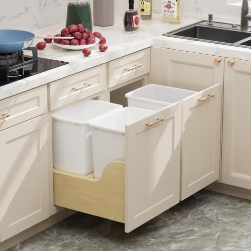 LOVMOR 35QT Kitchen Trash Can, Sturdy and Lightweight Slim Trash Can,2-Pack