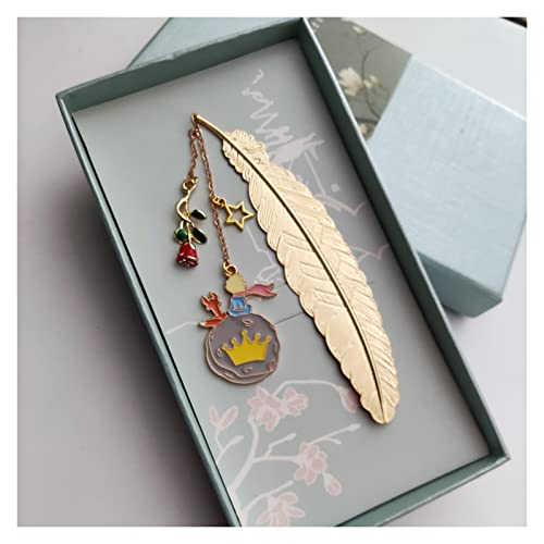 Bookmark Feather Metal Bookmark with Chain for Book Lovers Writers Readers Children Teens Men Women 8 Styles Metal Bookmark (Color : 4) (6)