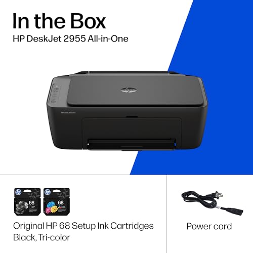 HP DeskJet 2955 Wireless All-in-One Color Inkjet Printer, Scanner, Copier, Best-for-Home, 3 Month Trial of Instant Ink Included, AI-Capable (A24HJA)