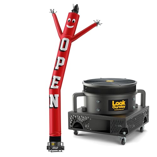 LookOurWay Air Dancers Wacky Waving Inflatable Tube Guy Set - 20 Feet Tall Inflatable Puppet Dancer Tube Man with Sky Dancer Blower - Open Red