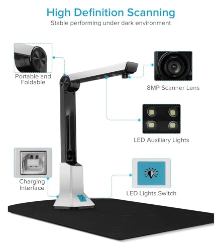 Portable Document Scanner A4 10 Mega Pixel Book Documents Camera Paper Files High Definition escaner Documentos A3