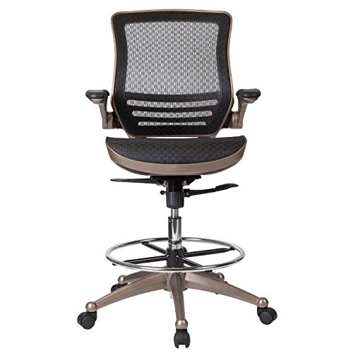 Flash Furniture Mesh Drafting Chair, Black/Melrose Gold