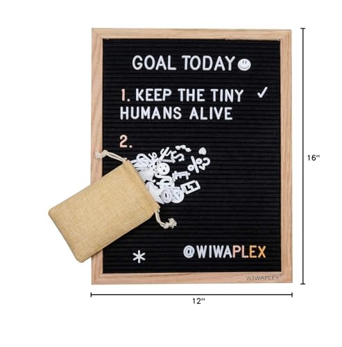 WIWAPLEX Black Felt Letter Board,Word Board Sign,16 x 12 inch Changeable Letter Board with 730 Plastic Message Board Letters Numbers Symbols Pattern,Wooden Tripod Stand, Scissors, 3 Free Storage Bags