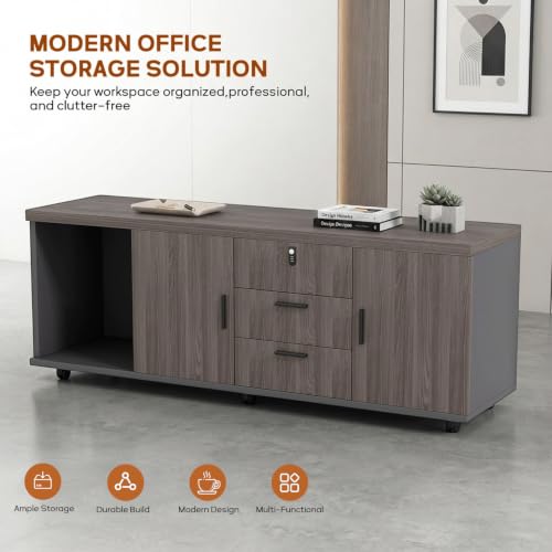 Lateral File Cabinet With Storage, Mobile Office Cabinet For Home Office