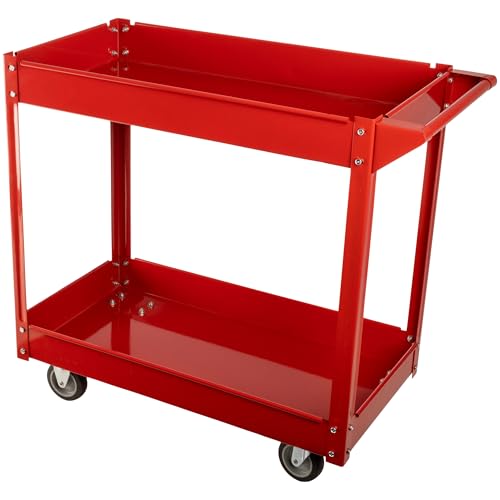 Stalwart Heavy Duty Utility Cart with Wheels and 330lb Capacity, Red
