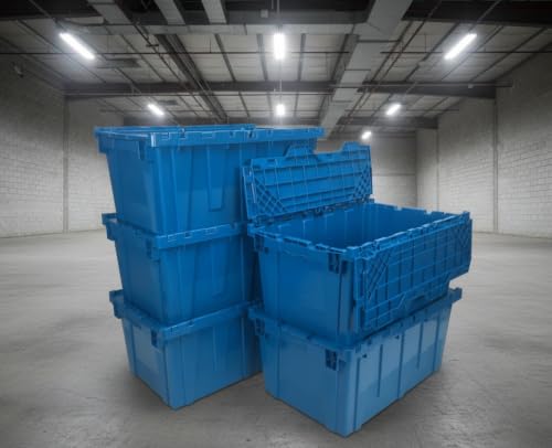 UBMOVE Storage Plastic Tote Crate, 27"x16.9"x12.5", 5 Pack