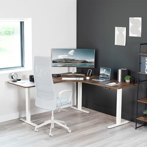 VIVO White Electric Corner 3-Leg Standing Desk Frame, DESK-V123EW