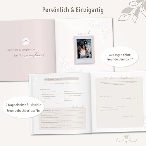 KIND OF HAZEL Friendship Book for Adults - Poetry Album to Fill in for Best Friend, Colleague, Farewell, Birthday - Guest Book, Bucket List, Memory Book - Leo Pattern