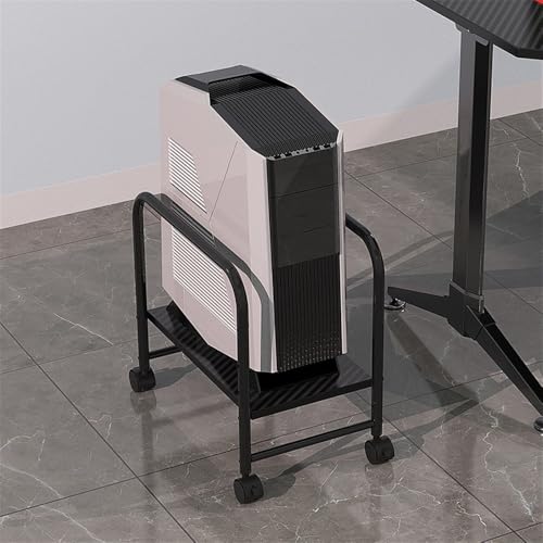 VHDY85KA Office CPU Stand PC Tower Stand CPU Rolling Stand Adjustable PC Mobile Cart Holder with 4 Locking Rolling Caster Wheels Fits Most PC Gaming Case Accessories