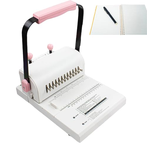 Manual Coil Binding with Round Hole Punch,20-Sheet Capacity,Adjustable Pressure,Extended Ruler,for Notebooks and Card Binding