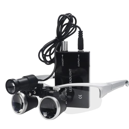 DENTASOP 3.5X/2.5X LED Dental Binocular Magnifier for Surgery and Aesthetics (Silvery, 3.5X)