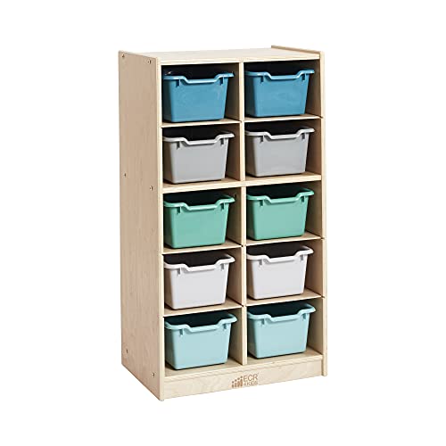 ECR4Kids 10 Cubby Mobile Tray Cabinet and 10 Scoop Front Bins, 5x2, Kids Furniture, Contemporary