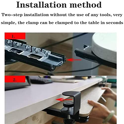 FKHFTI Keyboard Drawer with C Clamp Rotating Keyboard Tray Under Desk Ergonomic Mouse Keyboard Extender Platform 21Inch 26Inch Keyboard Stand-Easy Install/White/65Cm (Black 52Cm)
