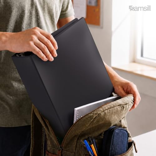 Samsill Durable 3 inch 3 Ring Binder, D Ring Binder, 100% Recycled Chipboard, Black, 12 Pack