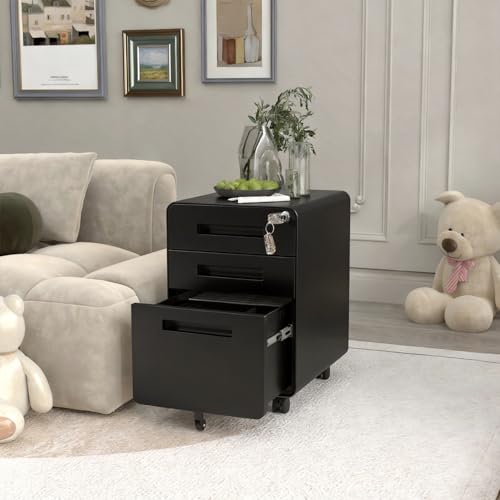 TrailBlaze 3-Drawer Mobile Metal File Cabinet with Lock, Fully Assembled