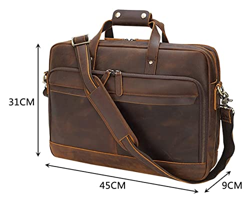 Sheenburphy Leather Business Travel Briefcase 17inch Laptop Bag Office Shoulder Messenger Bag Large Handbag