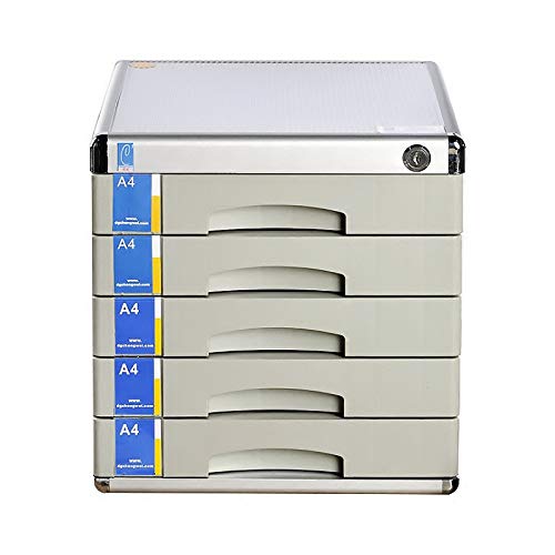 noxozoqm File Drawer Desktop, 3/5 Drawers Aluminum Alloy Storage Drawers Desk Storage, Unit Organizer Lockable File Cabinet A4 Box for Office. (Size : 5 Layers)