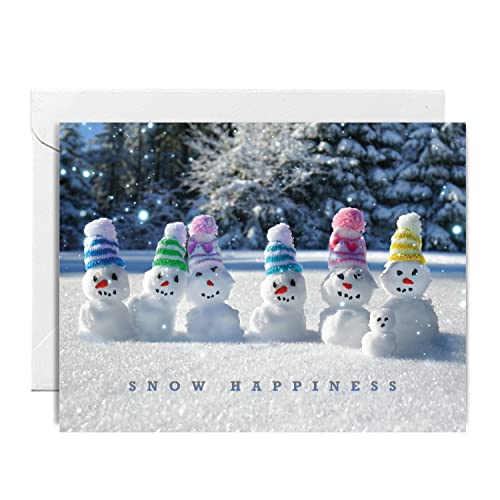 easykart labels 120 Christmas Greeting Cards with Envelopes, Snow Happiness Designs | 7.25 x 5.5 Inch Merry Christmas Cards with Seal Stickers For Friends, Family and loved Ones