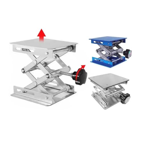 Mini Lifting Table 1pcs Lift Table Lab Plate Jack Scissor Stand Platform Router Workbench Laboratory Carpentry Tools(Silver-200X200MM)