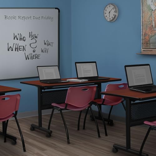 Regency M Burgundy Stack Chairs 8-Pack – Durable Plastic Stackable Chairs with Metal Frame, Lightweight & Easy-Clean Seating for Offices, Cafeterias & Breakrooms