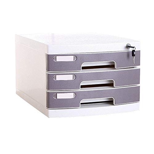 noxozoqm Flat File Cabinets, Lockable Drawer-Type Information Cabinet Office A4 Storage, with Multiple Drawers Grey (Size : 3-Layers)