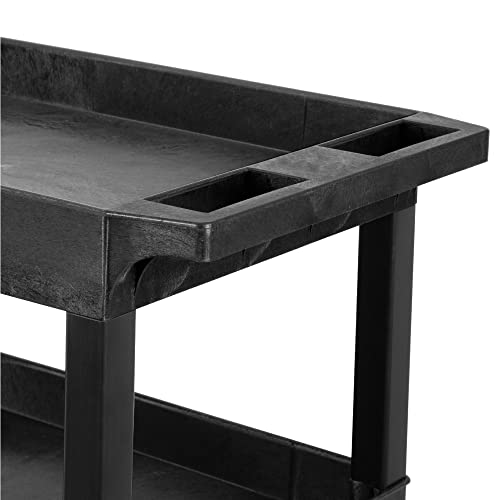 Stand Steady Tubstr 4 Shelf Utility Cart Supports Up to 300 lbs - Heavy-Duty Plastic Service Push Cart with Deep Shelves and 4" Casters, for Offices, Warehouse Storage, Garage (Black, 35 x 18 x 50)