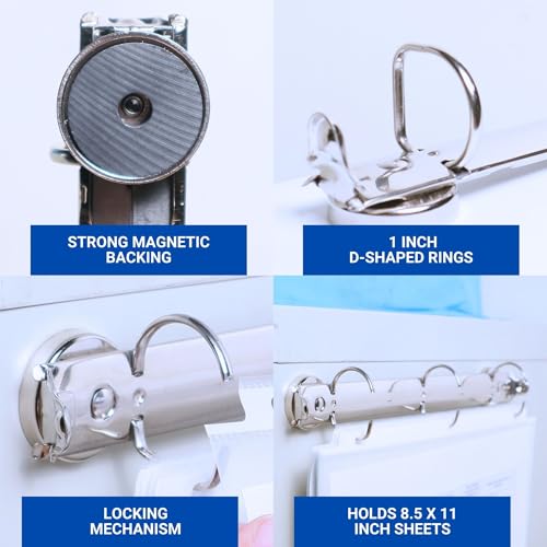 10 Pack Magnetic 3 Ring Binder, 1 Inch D-Ring Locking for Hanging