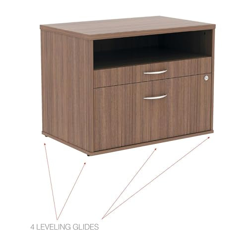 Alera Alera Open Office Desk Series Low File Cabinet Credenza, 2-Drawer: Pencil/File, Legal/Letter, 1 Shelf,Walnut,29.5x19.13x22.88
