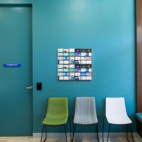 Wall Business Card Holder with Hanging Hardware 48 Pockets for 3.5" x 2" Gift or Appointment Cards Real Estate Hotel Retail Stores Multi Pocket Clear Acrylic One Piece by Marketing Holders
