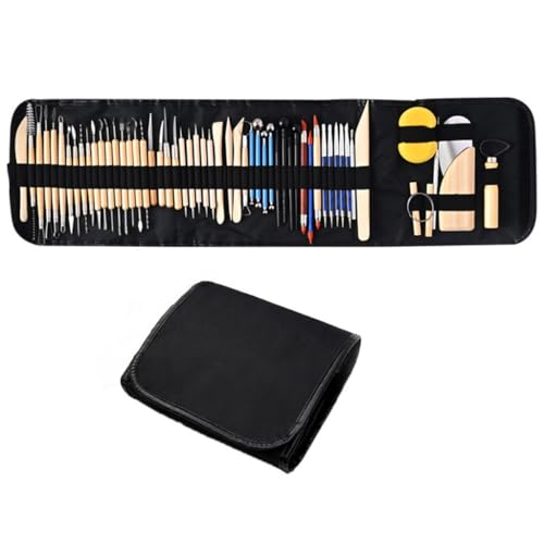 WODHAZNC 57 Sets of Ceramic Tools Multi-Purpose Carving Polymer Clay Silicone Pen Sculpture Auxiliary Tool Set