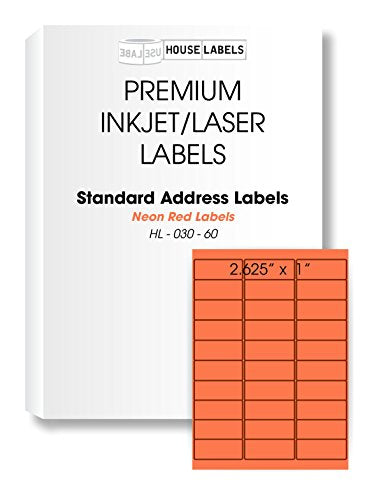 HouseLabels 30-up Red Address Labels (1" x 2-5/8")